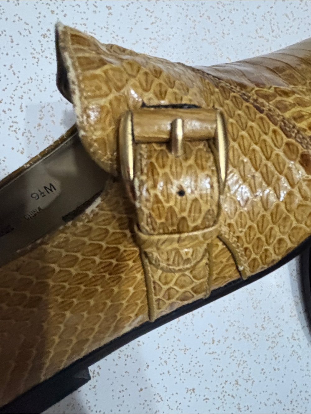 Giorgio Brutini Men's Textured Mustard Yellow Slip-On Genuine Snake Skin Loafers - Picture 5 of 7